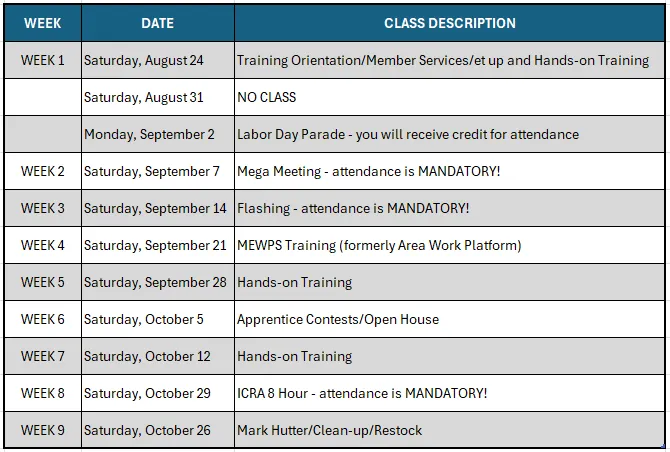 Fall 2024 Schedule