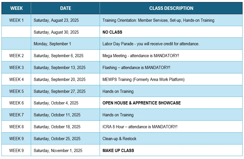 Fall 2025 Schedule