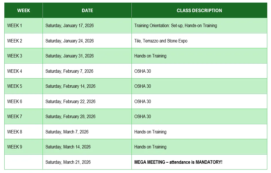 Winter 2026 Schedule